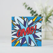 Modern Fun Colorful Comic Book OMG Einladung (Stehend Vorderseite)