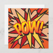 Modern Fun Colorful Comic Book POW Einladung (Vorne/Hinten)