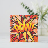 Modern Fun Colorful Comic Book POW Einladung (Stehend Vorderseite)