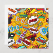 Modern Fun Colorful Comic Book Shout Outs Einladung (Vorne/Hinten)