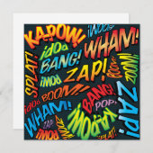 Modern Fun Colorful Comic Book Sounds Einladung (Vorne/Hinten)