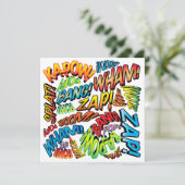 Modern Fun Colorful Comic Book Typografy Einladung (Stehend Vorderseite)