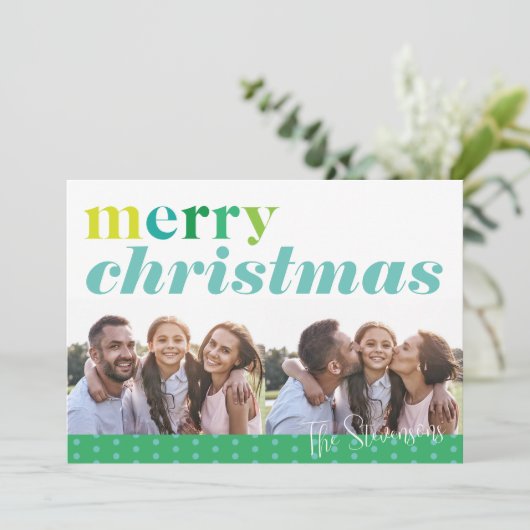 Modern Fun Colorful Frohe Weihnachten 2 Foto (Stehend Vorderseite)