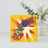 Modern Fun Colorful KAPOW Comic Book Einladung (Stehend Vorderseite)