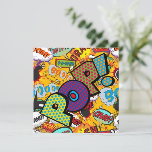 Modern Fun Colorful POP Comic Book Einladung (Stehend Vorderseite)