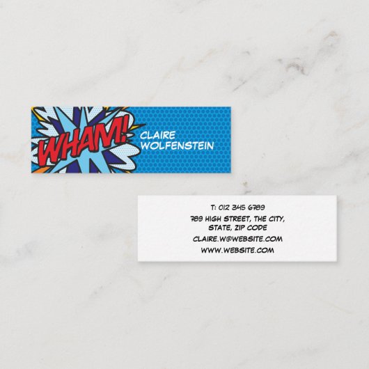 Modern Fun Comic Book WHAM Mini Visitenkarte (Vorne/Hinten)
