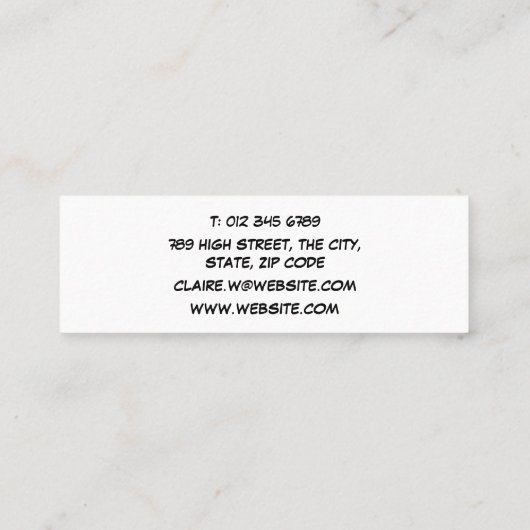 Modern Fun Comic Book WHAM Mini Visitenkarte (Rückseite)