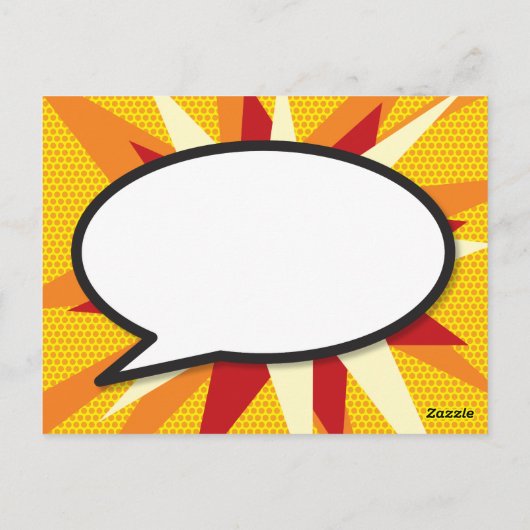 Modern Fun Comic Buchen Sie BOOM Save the Date Postkarte (Rückseite)