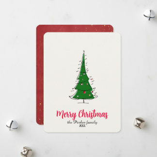Modern Fun Doodle Christmas Tree Merry Christmas Feiertagskarte