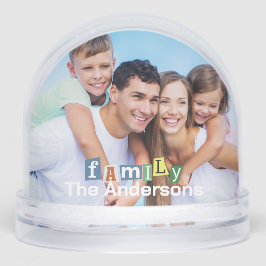 Modern Fun Family Typography Photo with Name  Schneekugeln