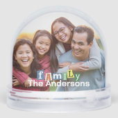 Modern Fun Family Typography Photo with Name Schneekugeln (Rückseite)