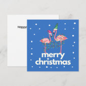 Modern Fun Flamingo Frohe Weihnachts-Flat Card (Vorne/Hinten)