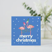 Modern Fun Flamingo Frohe Weihnachts-Flat Card (Stehend Vorderseite)