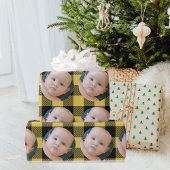 Modern Fun Gelb Kariert & Foto Wrapping Paper Geschenkpapier