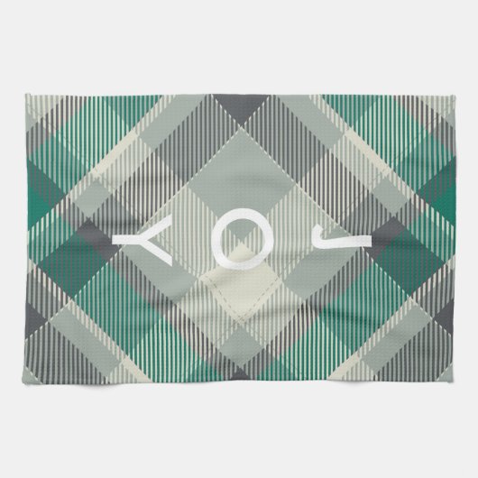 Modern Fun Gingham Kariert Frohe Weihnachtsfeierta Geschirrtuch (Horizontal)