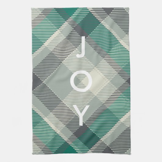 Modern Fun Gingham Kariert Frohe Weihnachtsfeierta Geschirrtuch (Vertikal)