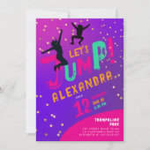 Modern Fun Girl Lila Pink Trampolin Jump Bounce Einladung (Vorderseite)