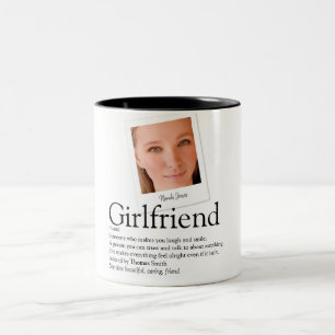 Modern Fun Girlfriend Definition Foto Zweifarbige Tasse