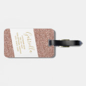 Modern Fun Girly Rose Gold Pink Glitzer Reisepass Gepäckanhänger (Rückseite horizontal)