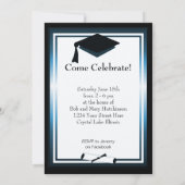 Modern Fun Graduation Party Custom Foto Blue Einladung (Rückseite)