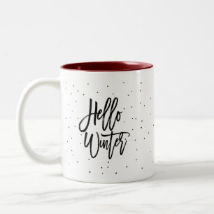 Modern Fun Hallo Winter gemütliche Drehpunkte Mini Zweifarbige Tasse