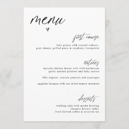 Modern Fun Handwriting Heart Simple Wedding Menu Menükarte