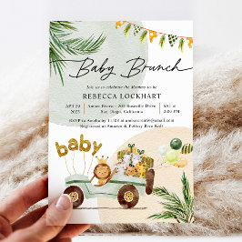 Modern Fun Jungle Safari Animals Baby Brunch Invit Einladung