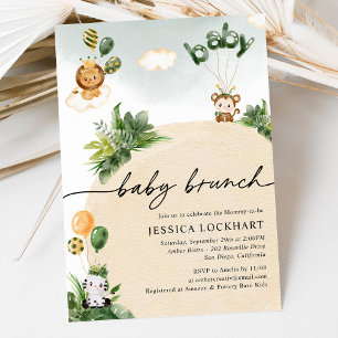 Modern Fun Jungle Safari Baby Brunch Einladung