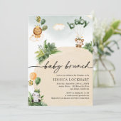 Modern Fun Jungle Safari Baby Brunch Einladung (Stehend Vorderseite)