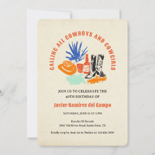 Modern Fun Lässig Wild West Cowboy Wüste Geburtsta Einladung