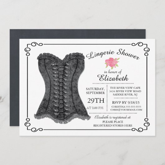 Modern & Fun Lingerie Bridal Dusche Einladung (Vorne/Hinten)