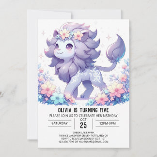 Modern Fun Lion Digital Geburtstag Einladung