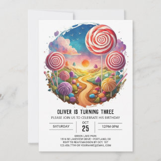 Modern Fun Lollipop Geburtstag Einladung