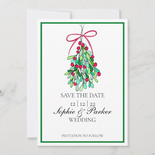 Modern Fun Mistletoe Save the Date (Vorderseite)