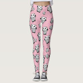 Modern Fun Pink Panda Bären Polka Dot Leggings (Vorderseite)