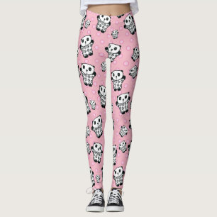 Modern Fun Pink Panda Bären Polka Dot Leggings