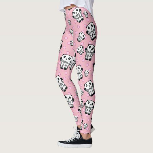 Modern Fun Pink Panda Bären Polka Dot Leggings (Links)