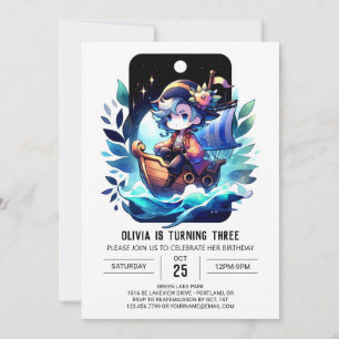 Modern Fun Pirate Birthday Einladung