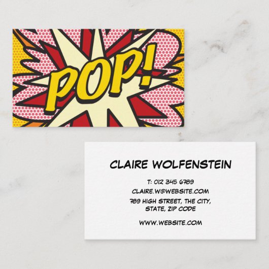 Modern Fun Pop Art Comic POP Visitenkarte (Vorne/Hinten)