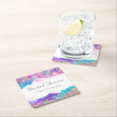 Modern Fun Rainbow Alcohol Ink Gold Glitzer Rechteckiger Pappuntersetzer (Vor Ort)