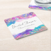 Modern Fun Rainbow Alcohol Ink Gold Glitzer Rechteckiger Pappuntersetzer (angewinkelt)