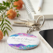 Modern Fun Rainbow Alcohol Ink Gold Glitzer Schlüsselanhänger (Seite)