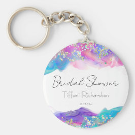 Modern Fun Rainbow Alcohol Ink Gold Glitzer Schlüsselanhänger