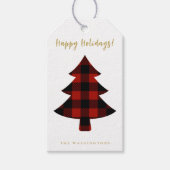 Modern Fun Red Buffalo Karierter Weihnachtsbaum Geschenkanhänger (Vorderseite)