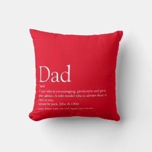 Modern Fun Red Dad Daddy Father Definition Kissen