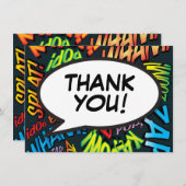 Modern Fun Retro Comic Buch Vielen Dank Dankeskarte (Vorne/Hinten)