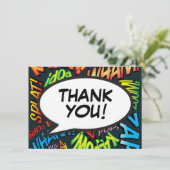 Modern Fun Retro Comic Buch Vielen Dank Dankeskarte (Stehend Vorderseite)