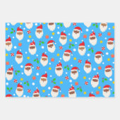 Modern Fun Santa Stripes Weihnachtsmuster Blau Geschenkpapier Set (Vorderseite)