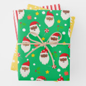 Modern Fun Santa Stripes Weihnachtsmuster Grün Geschenkpapier Set (Beispiel)