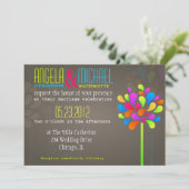 Modern & Fun Tree Rainbow Wedding Einladung (Stehend Vorderseite)
